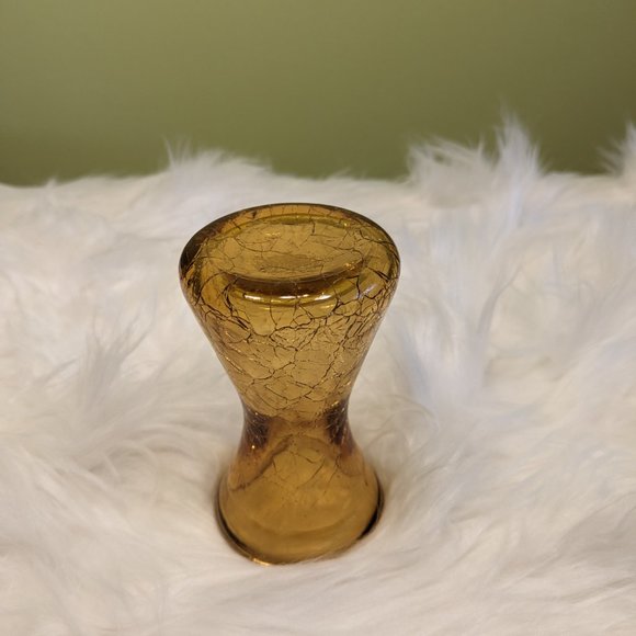 Vintage 1960's Amber Crackle Glass Pitcher and Vase (SET) - Picture 6 of 7